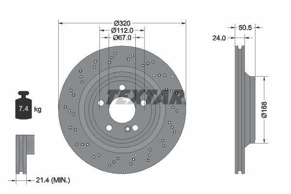 Textar 92317505 Rear ventilated brake disc 92317505