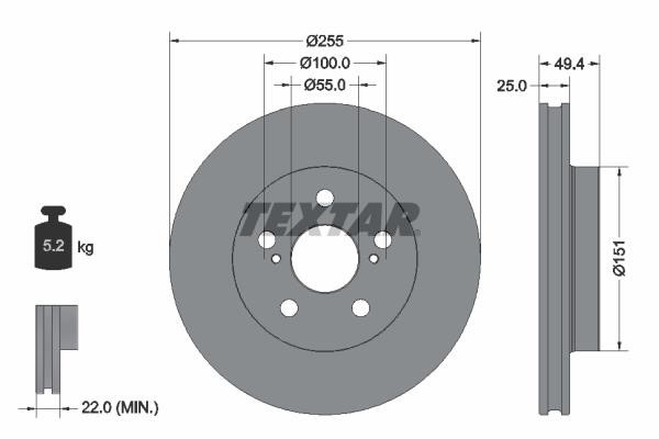 Textar 92301703 Ventilated disc brake, 1 pcs. 92301703