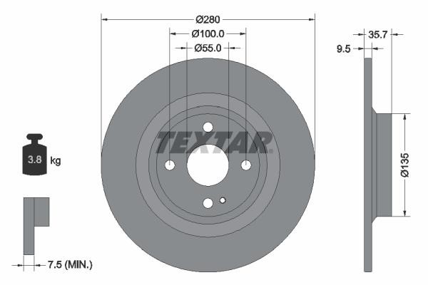 Brake rotor Mazda MX-5: 92320003 Textar Rear solid brake disc