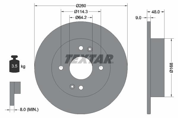 Textar 92320203 Unventilated brake disc 92320203 92320203 Textar Unventilated brake disc
