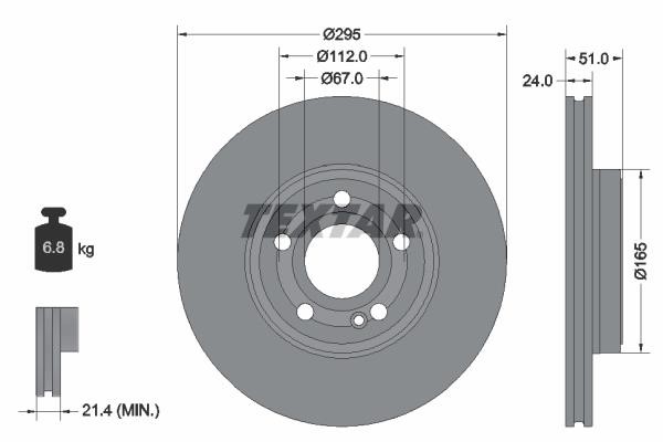 Textar 92323505 Front brake disc ventilated 92323505