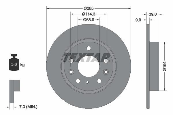 Brake disc Mazda CX-30: 92324703 Textar Rear solid brake disc