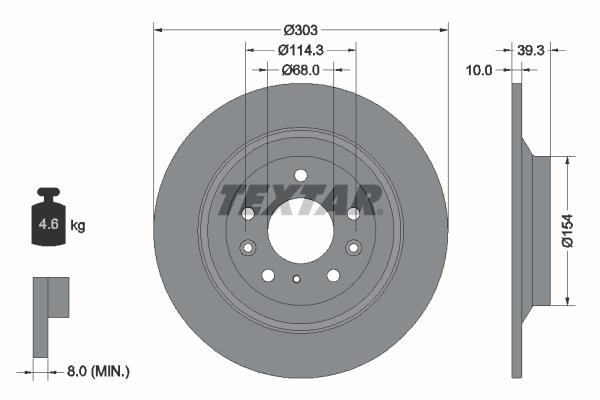 Brake discs Mazda CX-30: 92324803 Textar Rear solid brake disc