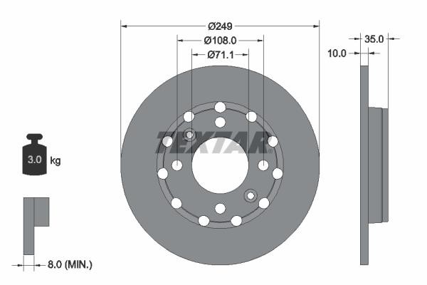 Textar 92325803 Rear brake disc, non-ventilated 92325803