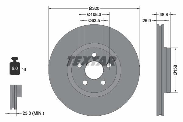 Textar 92326103 Vented brake disc, 1 pc 92326103 92326103 Textar Vented brake disc, 1 pc