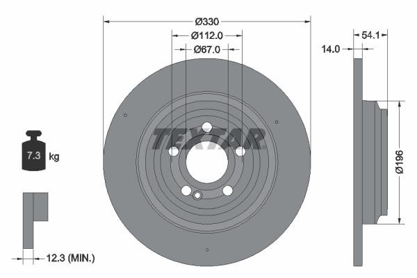 Textar 92306905 Rear brake disc, non-ventilated 92306905