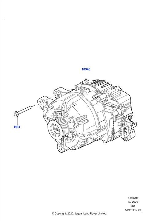 Land Rover LR129314 Alternator LR129314 LR129314 Land Rover Alternator