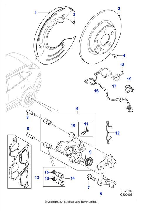 Jaguar T4A2061 Rear brake disc T4A2061 T4A2061 Jaguar Rear brake disc
