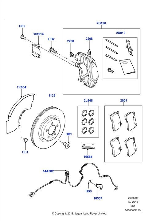 Land Rover LR138646 Front disc brake pads, set LR138646