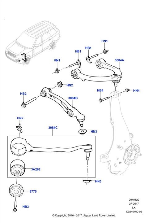Land Rover LR139240 Arm - front suspension LR139240 LR139240 Land Rover Arm - front suspension