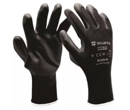 Wurth 0899402410 Protective knitted gloves, covered with polyurethane Black PU, size 10 0899402410