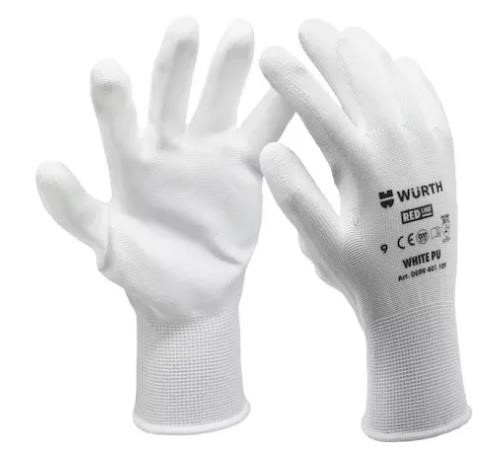 Wurth 0899401108 Protective knitted gloves, covered with polyurethane White PU, size 8 0899401108