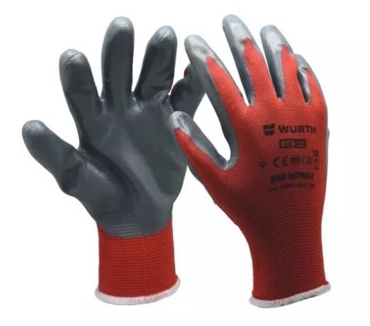 Wurth 0899403110 Protective knitted gloves, coated with nitrile Red Nitrile, size 10 0899403110