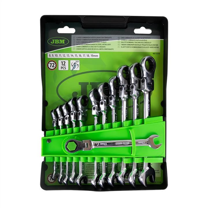JBM 51318 Hinged combination wrench set with ratchet (12 pcs.) (8-19mm) 51318