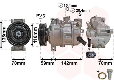 Car heating parts Audi Q5 (8R) SUV: 0300K401 Van Wezel Compressor, air conditioning