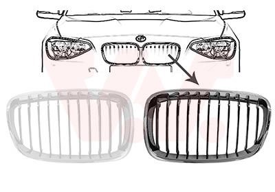 Radiator grille BMW 1 series: 0633515 Van Wezel Radiator grill left