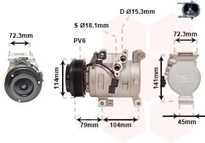 Car heating parts Mazda 3 (BM) Sedan: 2701K702 Van Wezel Compressor, air conditioning