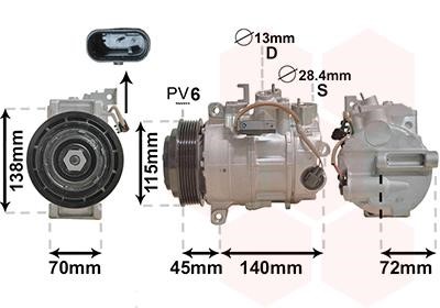 Car air conditioning Mercedes C204 Coupe (C-Class): 3000K710 Van Wezel Compressor, air conditioning