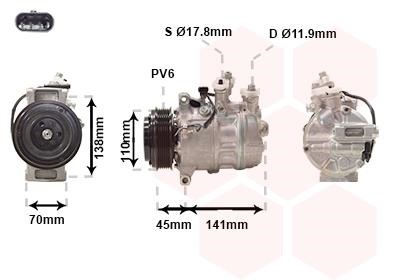 Car heating parts Mercedes GLC: 3001K711 Van Wezel Compressor, air conditioning