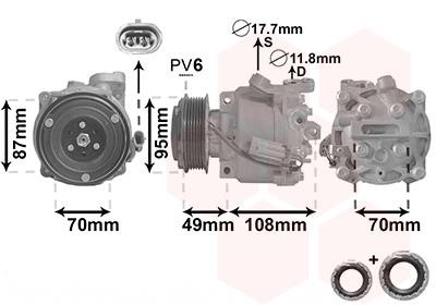 Air conditioner compressor Chevrolet Tracker: 3700K668 Van Wezel Compressor, air conditioning