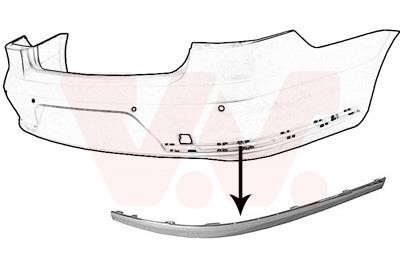 Bumper moulding Volkswagen: 5740558 Van Wezel Trim rear bumper right