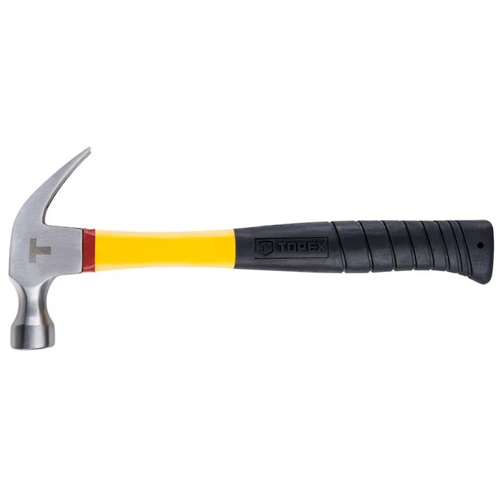 Topex 02A704 Claw hammer 450g, w/yellow jacket 65% fiberglass hdl, black grip, fully polished 02A704
