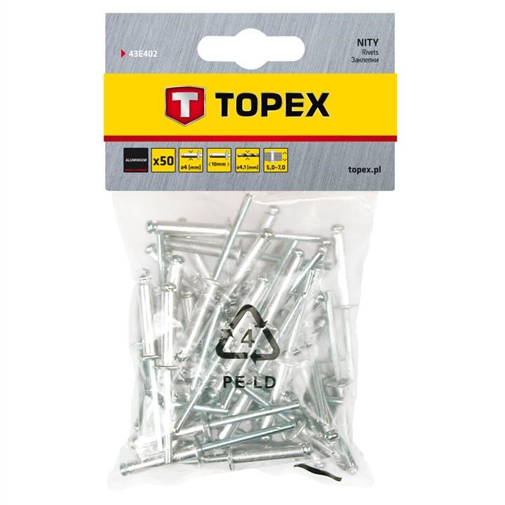 Topex 43E402 Aluminum rivets, 4,0 x 10mm - 50 pcs 43E402