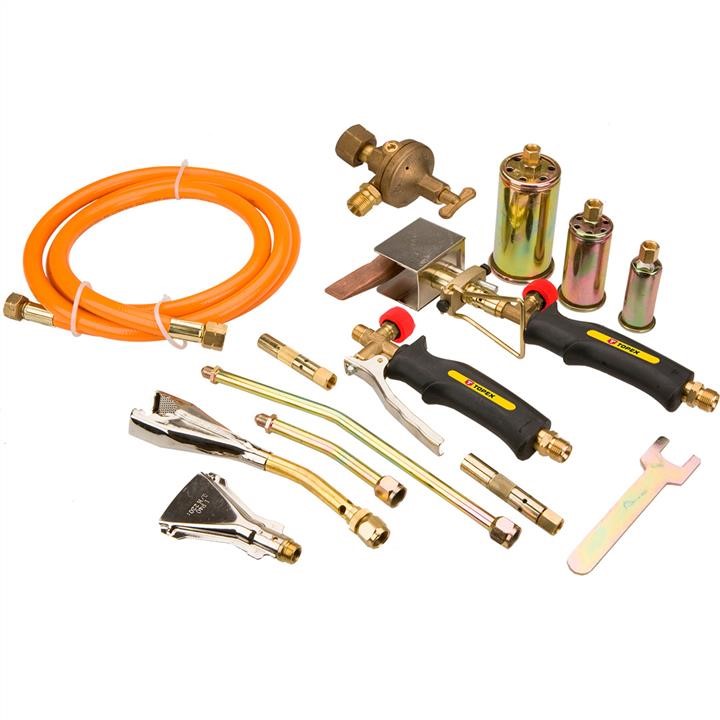 Topex 44E117 Brazing kit 7 torches + hose 3m + reducer of gas preasure. Metal suitcase 44E117