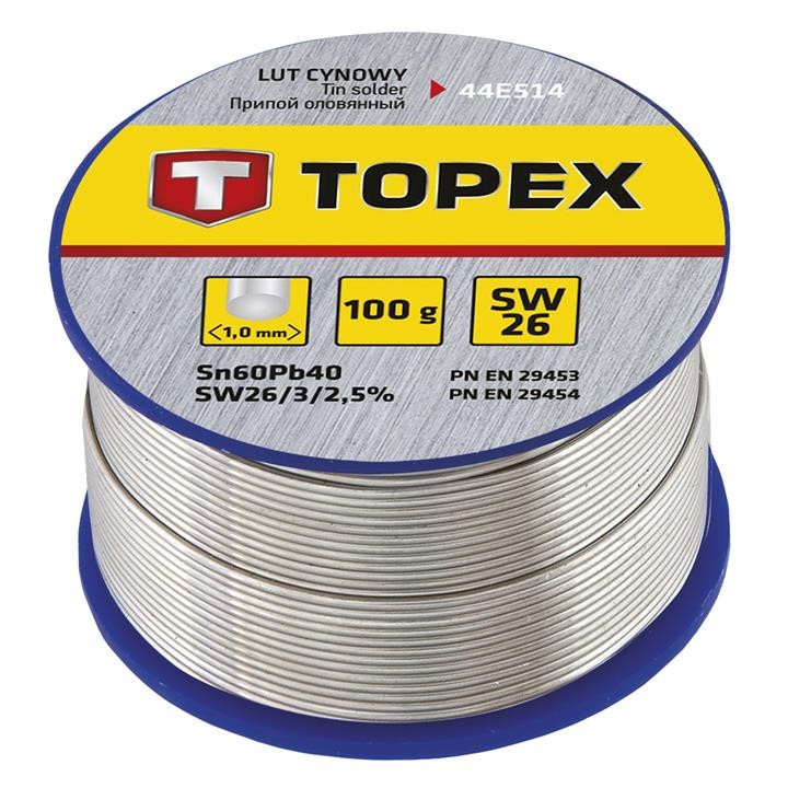 44E514 Topex Tin solder, 60% Sn: 1.0 mm wire and SW 26 flux. 100 g, electronics - blister