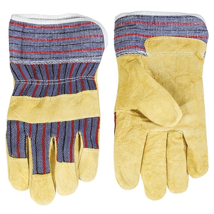 Topex 83S110 Working gloves, yellow cow split leather + fabric, size 10.5 83S110