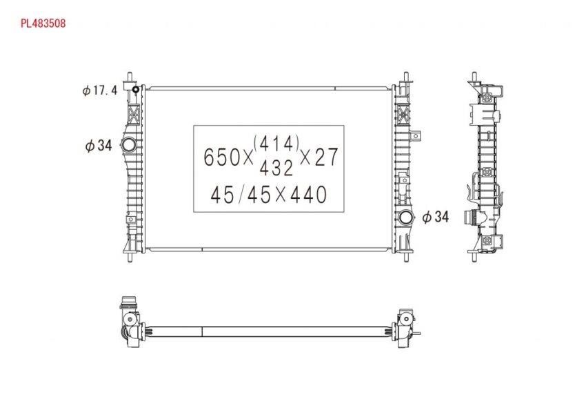 Engine cooling radiator Peugeot 5008: PL483508 Koyorad Engine cooling radiator