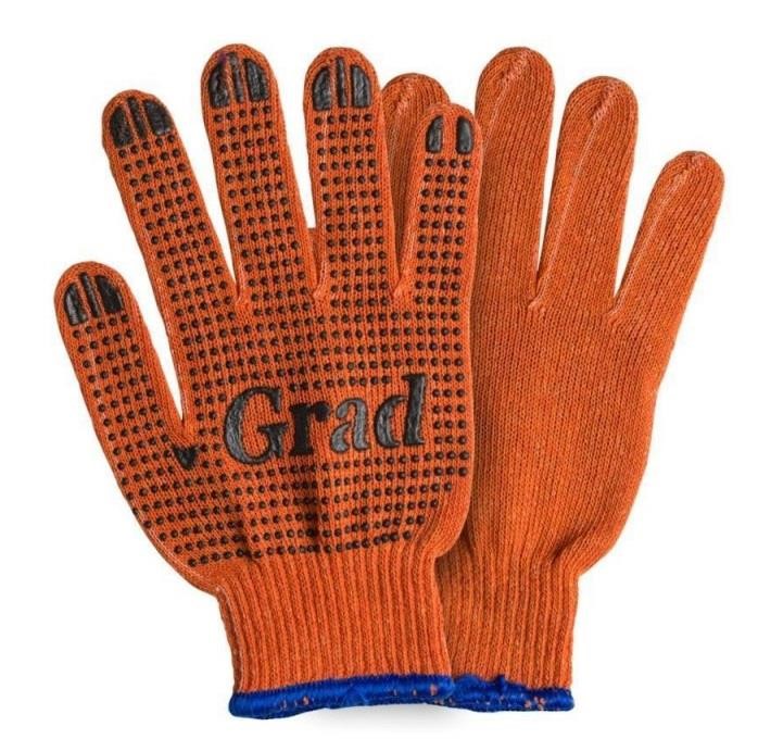 Grad 9442775 Knitted gloves with PVC dot "Light" orange, size 10 9442775