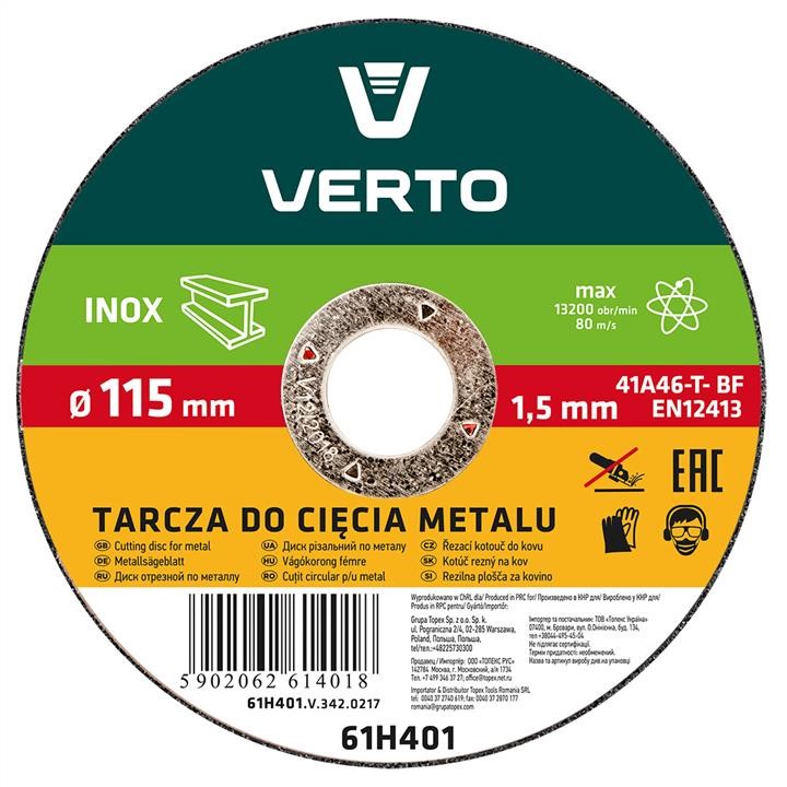 Verto 61H401 Cutting disc for metal 115x22x1.5mm, 1pcs 61H401