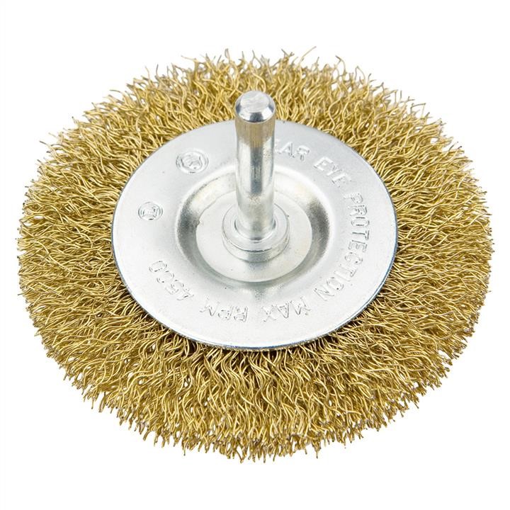 Verto 62H320 Circular brush 75mm with shaft, brass plated steel wire, crimped 62H320