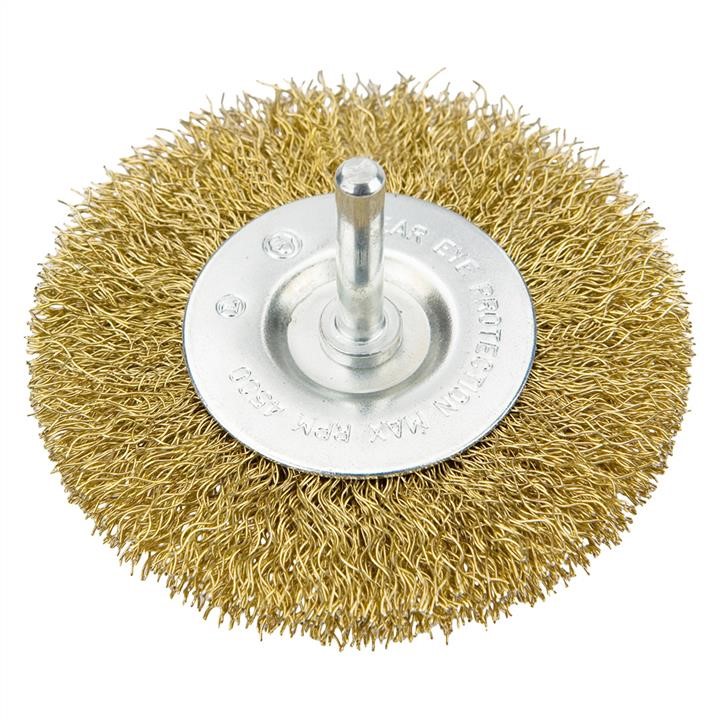 Verto 62H321 Circular brush 100mm with shaft, brass plated steel wire, crimped 62H321