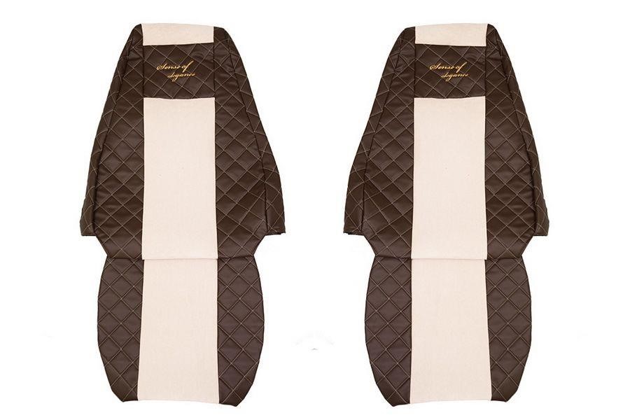 F-Core FX08 BROWN/CHAMP Seat covers Renault RVI Magnum, eco-leather/velour FX08BROWNCHAMP