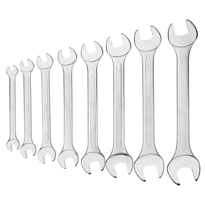 09851 Neo Tools Double open wrench set, CrV, DIN 3110, 8pcs 6-22mm