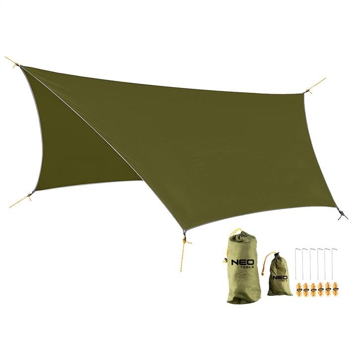 Neo Tools 63-130 Tarp, size 360 x 290, 2000PU 210T, kit with hooks and cords 63130