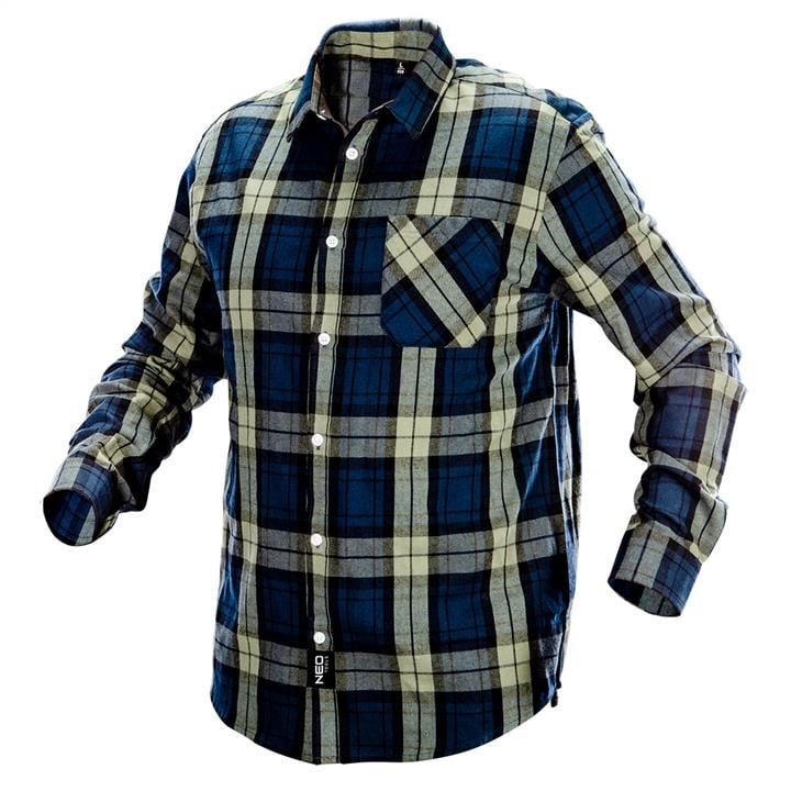 Neo Tools 81-541-L Flannel men shirt, dark blue-olive-black, size L 81541L