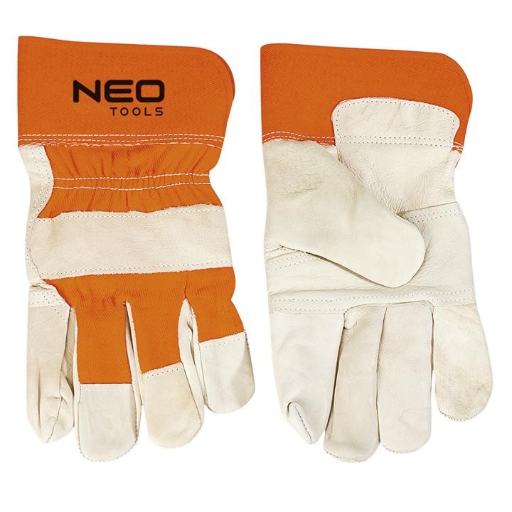 Neo Tools 97-602 Working gloves, cow grain leather+ fabric, palm lined, rubberized cuff, size 10,5" 97602