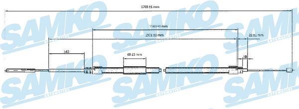 Samko C0077B Cable Pull, parking brake C0077B