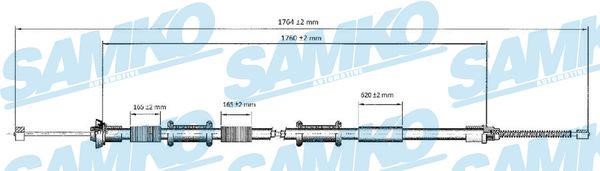 Samko C0166B Cable Pull, parking brake C0166B