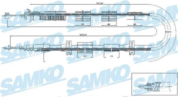 Samko C0206B Cable Pull, parking brake C0206B