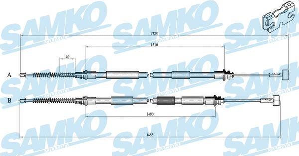 Samko C0235B Cable Pull, parking brake C0235B