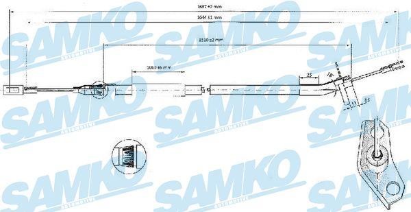 Samko C0444B Cable Pull, parking brake C0444B