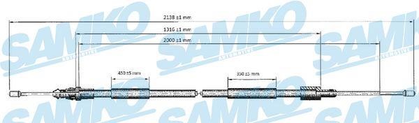 Samko C0621B Cable Pull, parking brake C0621B