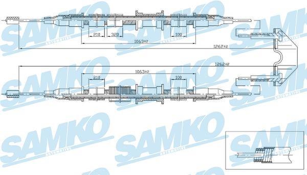 Samko C0536B Cable Pull, parking brake C0536B