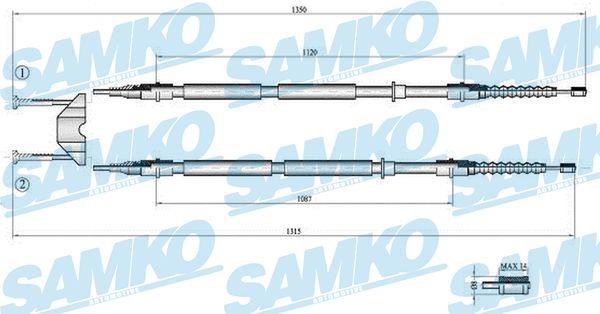 Samko C0537B Cable Pull, parking brake C0537B