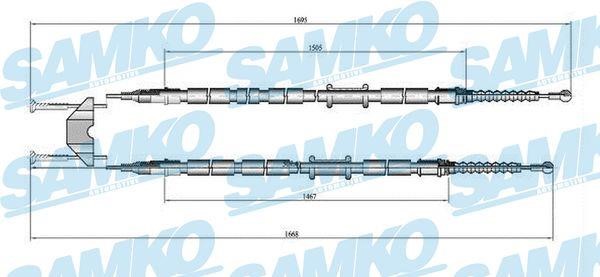 Samko C0538B Cable Pull, parking brake C0538B
