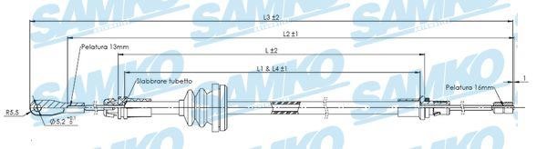 Samko C0755B Cable Pull, parking brake C0755B